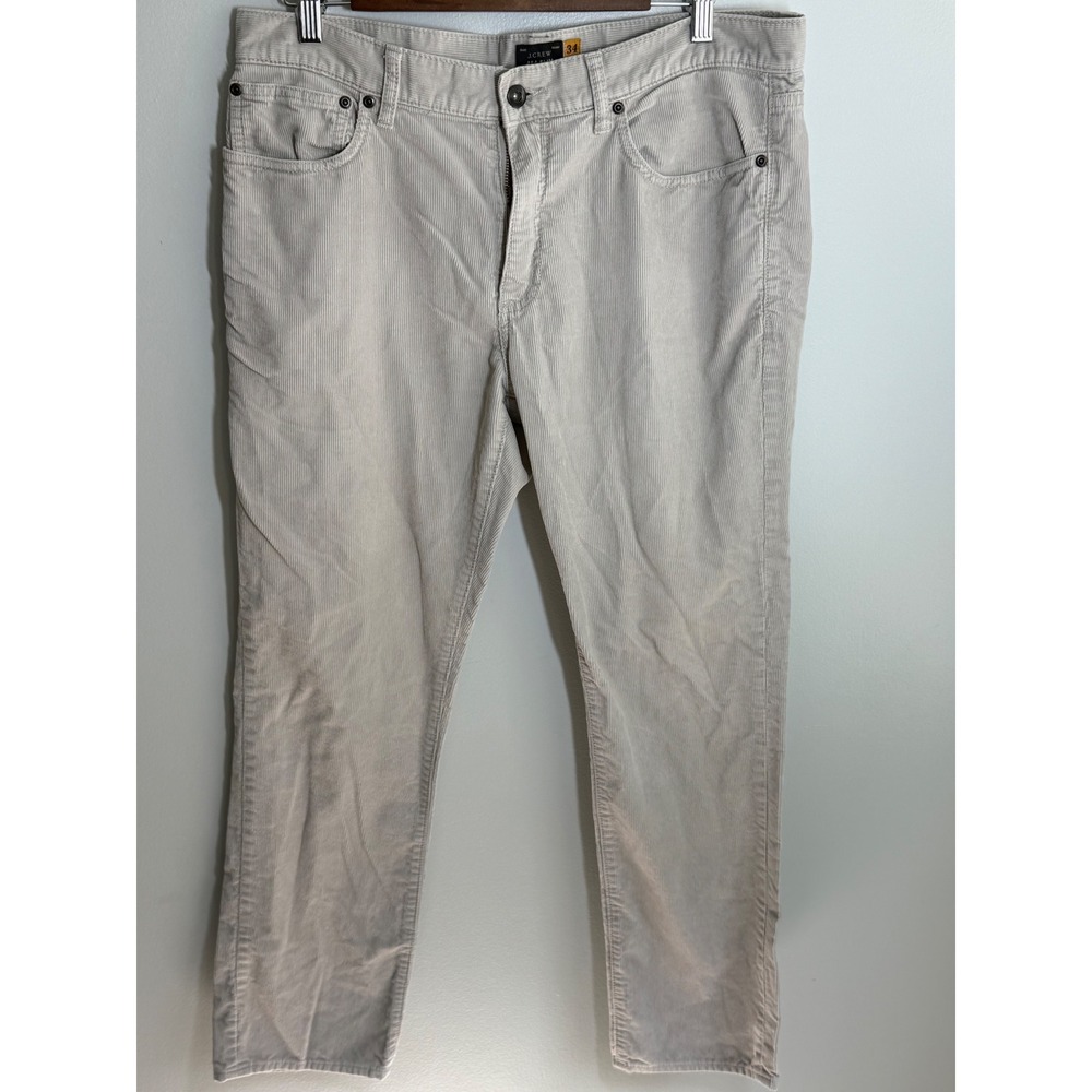 J.Crew 484 Slim Fit Corduroy Pants Mens 34x30 Light Tan Stone 5-Pocket Trousers - Picture 1 of 3